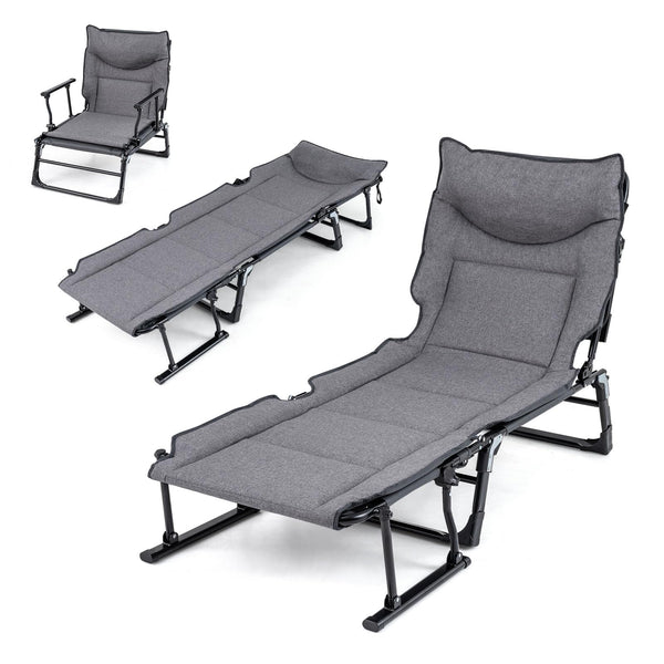 Tangkula 3 in 1 Lounge Chair Outdoor Patio Folding Chaise Lounge Chair Heavy Duty Metal Frame